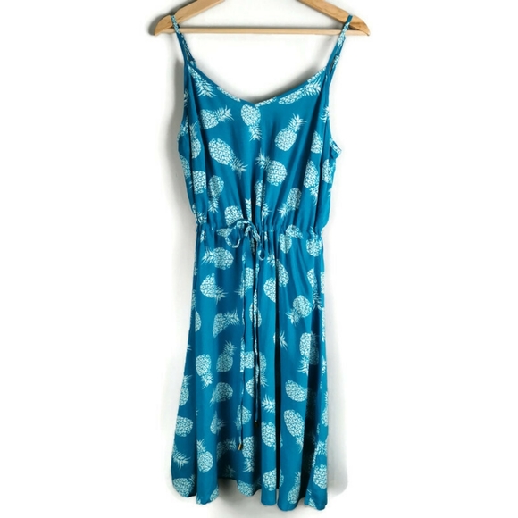 NWT Turquoise / Blue Pineapple Summer Dress Medium - Picture 2 of 7